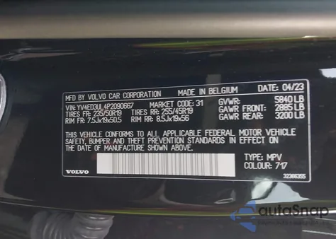 2023 Volvo Xc40 Recharge Pure Electric Twin Plus z USA, uszkodzony, nr VIN YV4ED3UL4P2090667